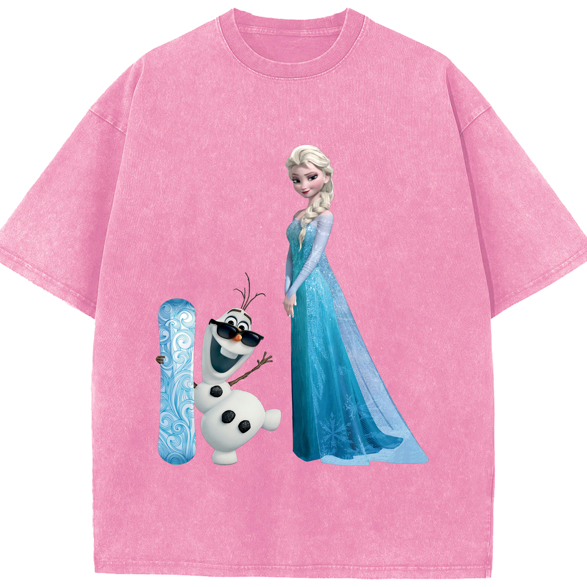 （画像用） アナと雪の女王 アンナ エルサ Frozen Anna Elsa 綿100% ヴィンテージ風 半袖Tシャツ（フロントプリント）